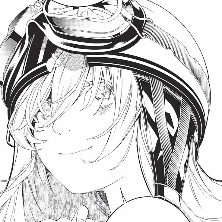 Black-and-white Monogatari character portrait