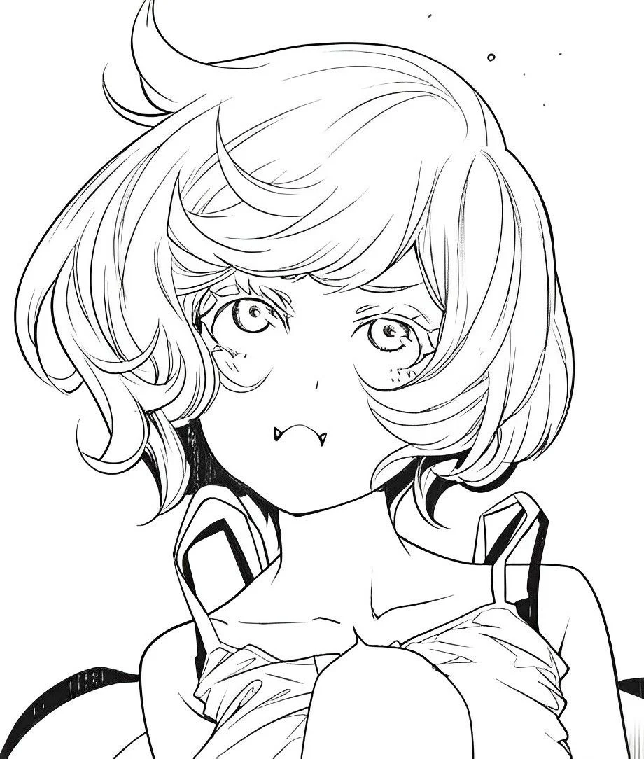 Black-and-white Monogatari character portrait